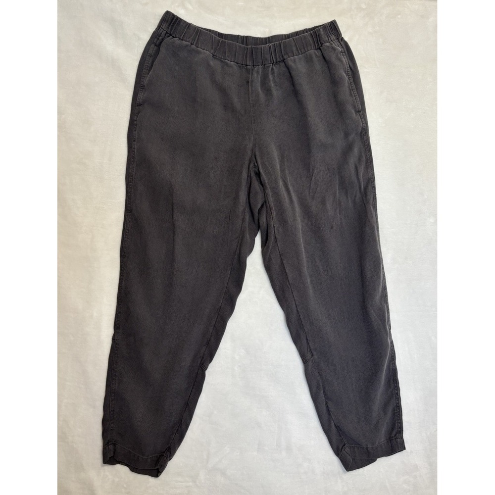 Pure Jill Women's M 100% Tencel Lyocell Pull On Crop Ankle Pant Gray Lagenlook
